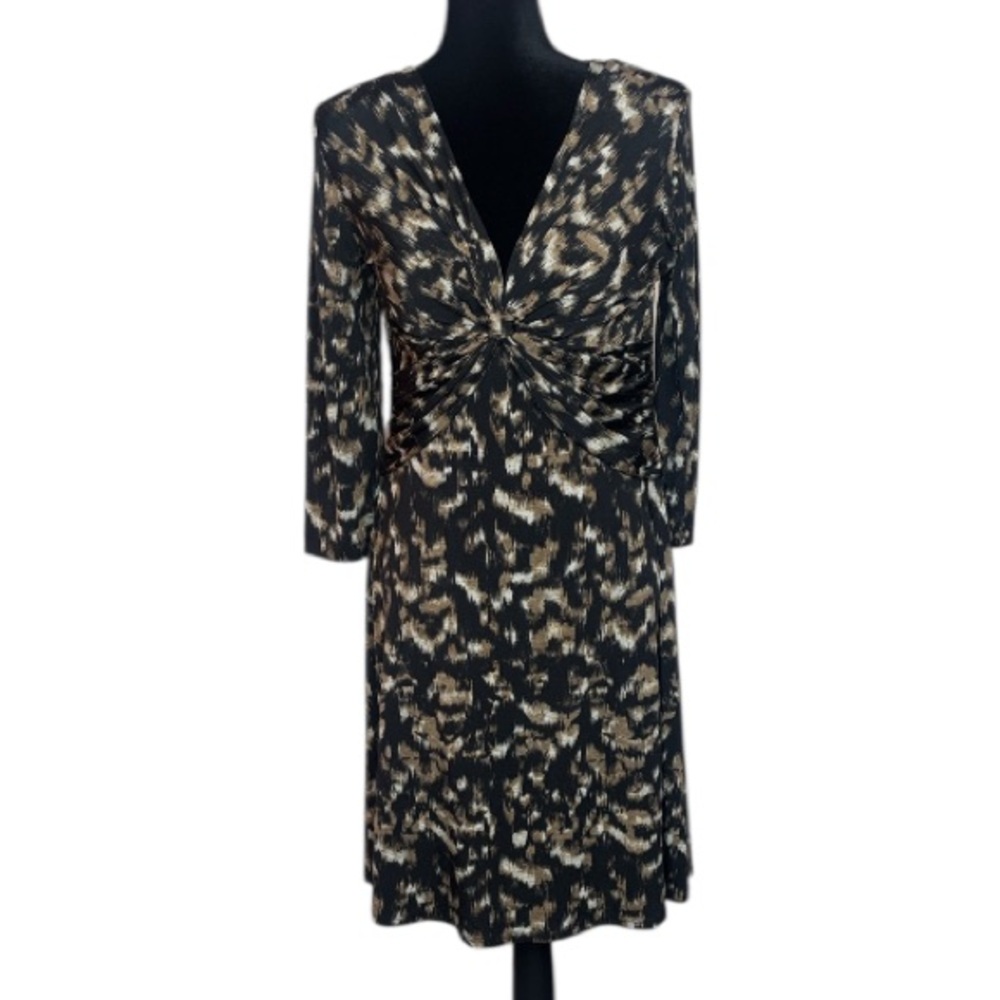 🌹Connected Apparel - Black and Tan Animal Print Dress - Size 10P
